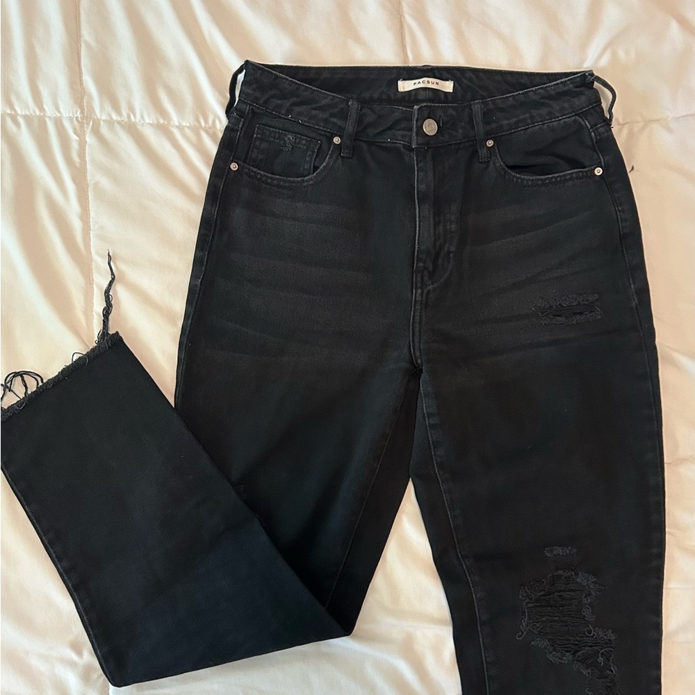 PacSun Black Distressed Mom Jeans